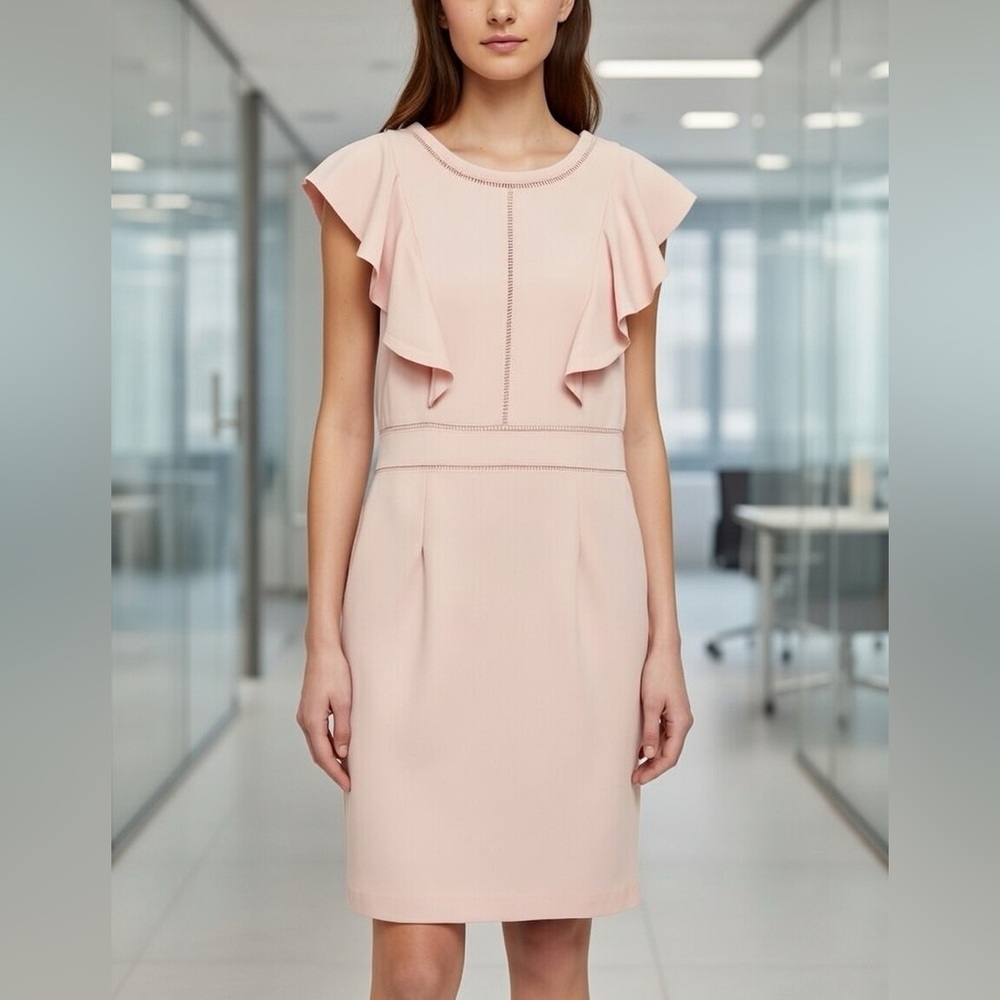 Ivanka Trump Ruffle Sheath Dress, Size 10
